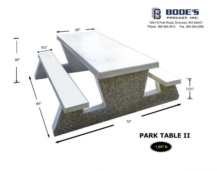 Park Table Bodes Precast Concrete